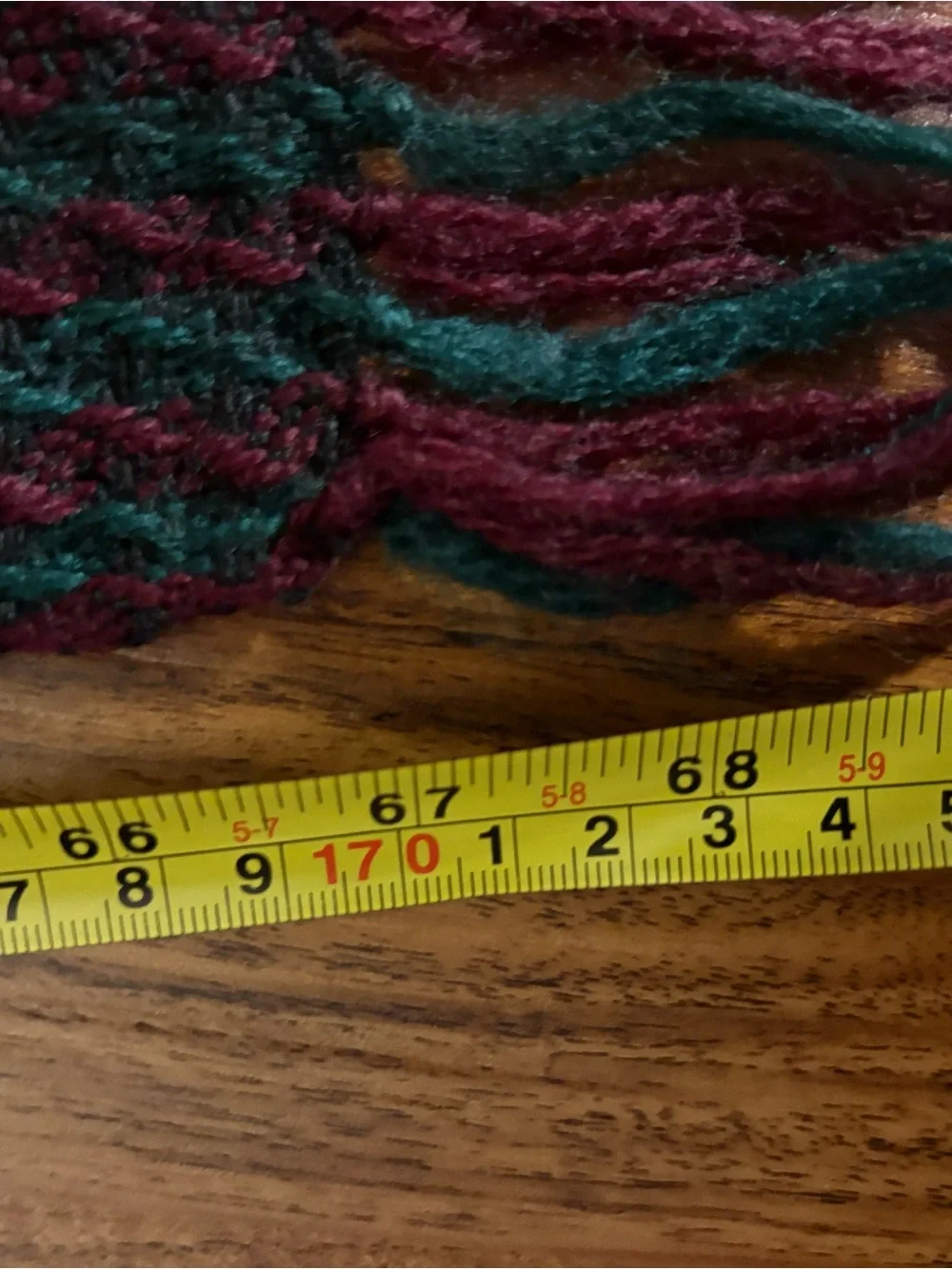 Men's Knit Scarf in Dark Green & Burgundy